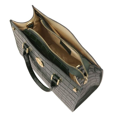 Croque - Croc print leather handbag